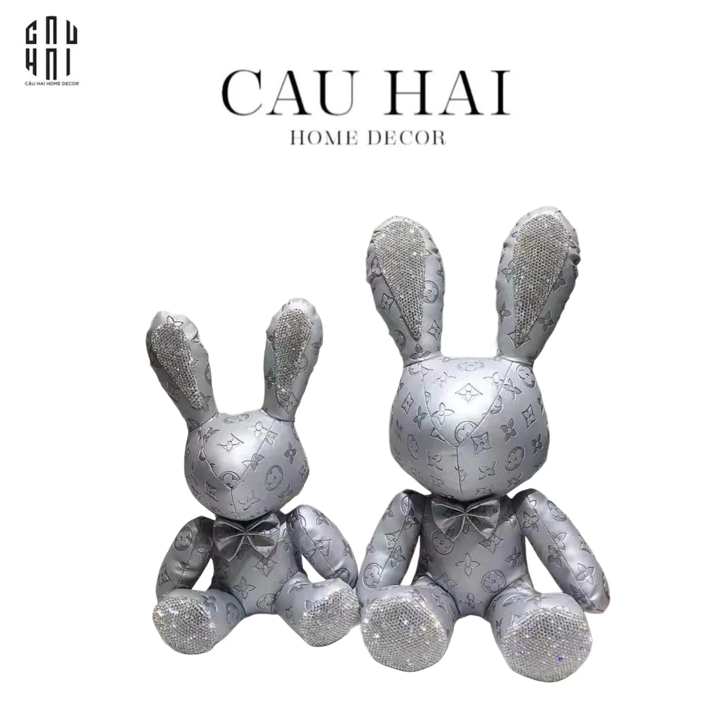 FÊTES COUTURE - SET 2 CHÚ THỎ DA SILVER LOUIS LUCKY BUNNY DIAMANT - 28/38 - CẬU HAI HOME DECOR
