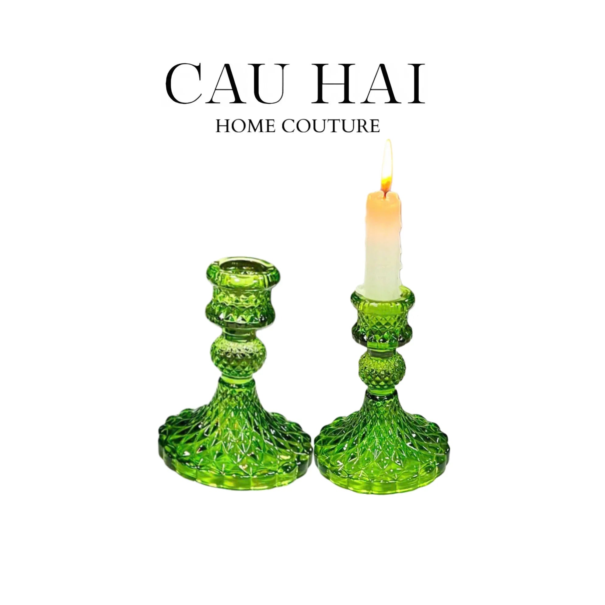SET 2 ĐẾ NẾN CRYSTAL VERT ÉCLAT - CẬU HAI HOME DECOR