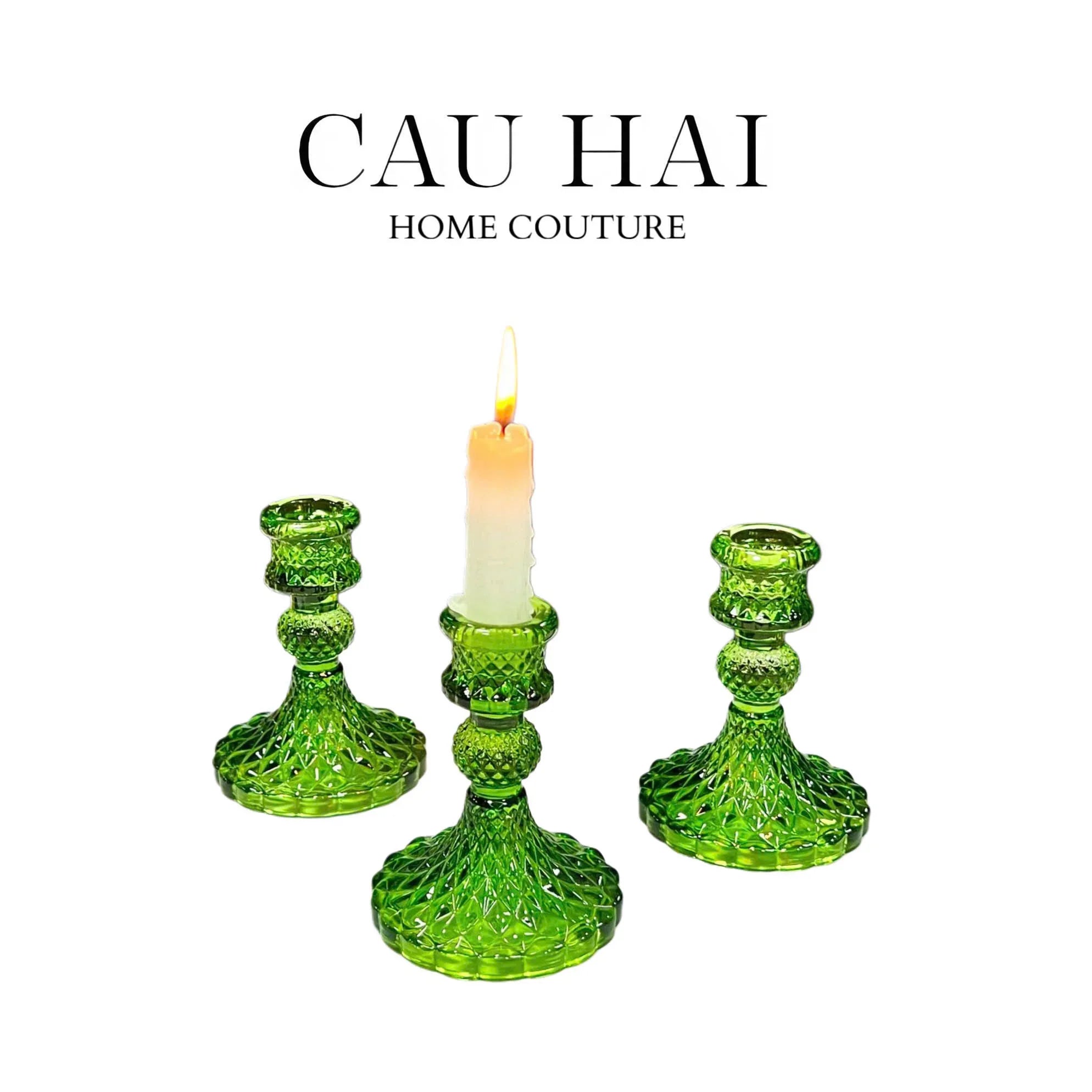 SET 2 ĐẾ NẾN CRYSTAL VERT ÉCLAT - CẬU HAI HOME DECOR