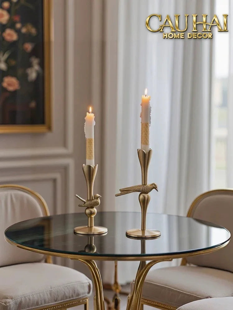 Set 2 Đế Nến Đồng Brasson Bird Harmonia Candle Holders-CẬU HAI HOME DECOR