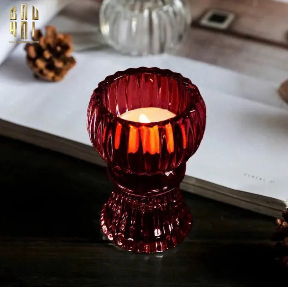 Set 2 Đế Nến Pha Lê Rouge Éclat-ĐẾ NẾN-Đối tác tại Trung Quốc theo từng đơn đặt hàng-CẬU HAI HOME DECOR
