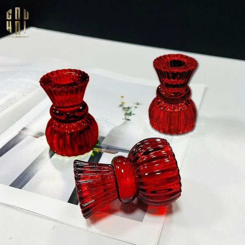 Set 2 Đế Nến Pha Lê Rouge Éclat-CẬU HAI HOME DECOR