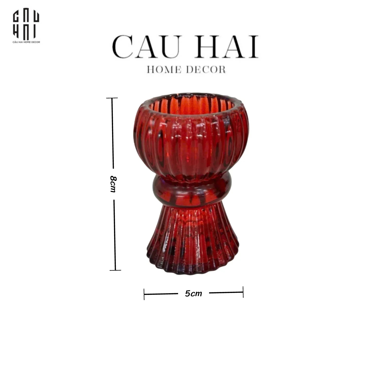 Set 2 Đế Nến Pha Lê Rouge Éclat-CẬU HAI HOME DECOR
