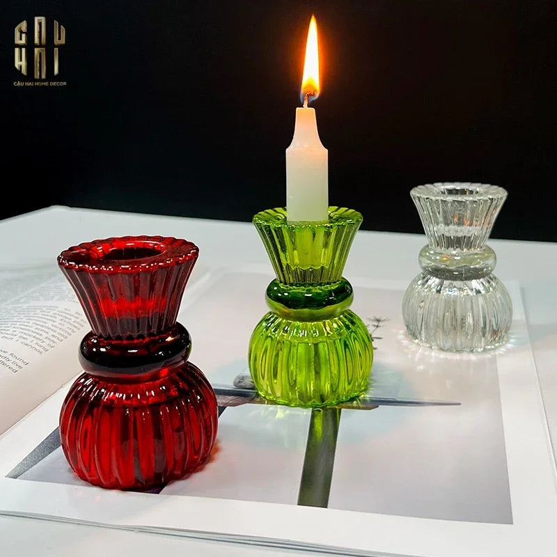 Set 2 Đế Nến Pha Lê Rouge Éclat-CẬU HAI HOME DECOR