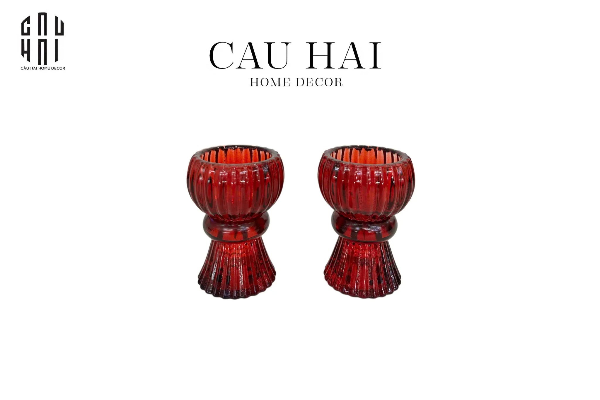 Set 2 Đế Nến Pha Lê Rouge Éclat-CẬU HAI HOME DECOR