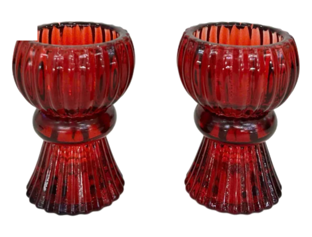 Set 2 Đế Nến Pha Lê Rouge Éclat