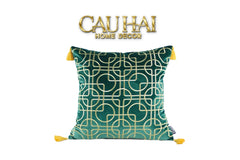 Set 2 Gối Nhung Emerald Lumina Grid 45X45/-CẬU HAI HOME DECOR