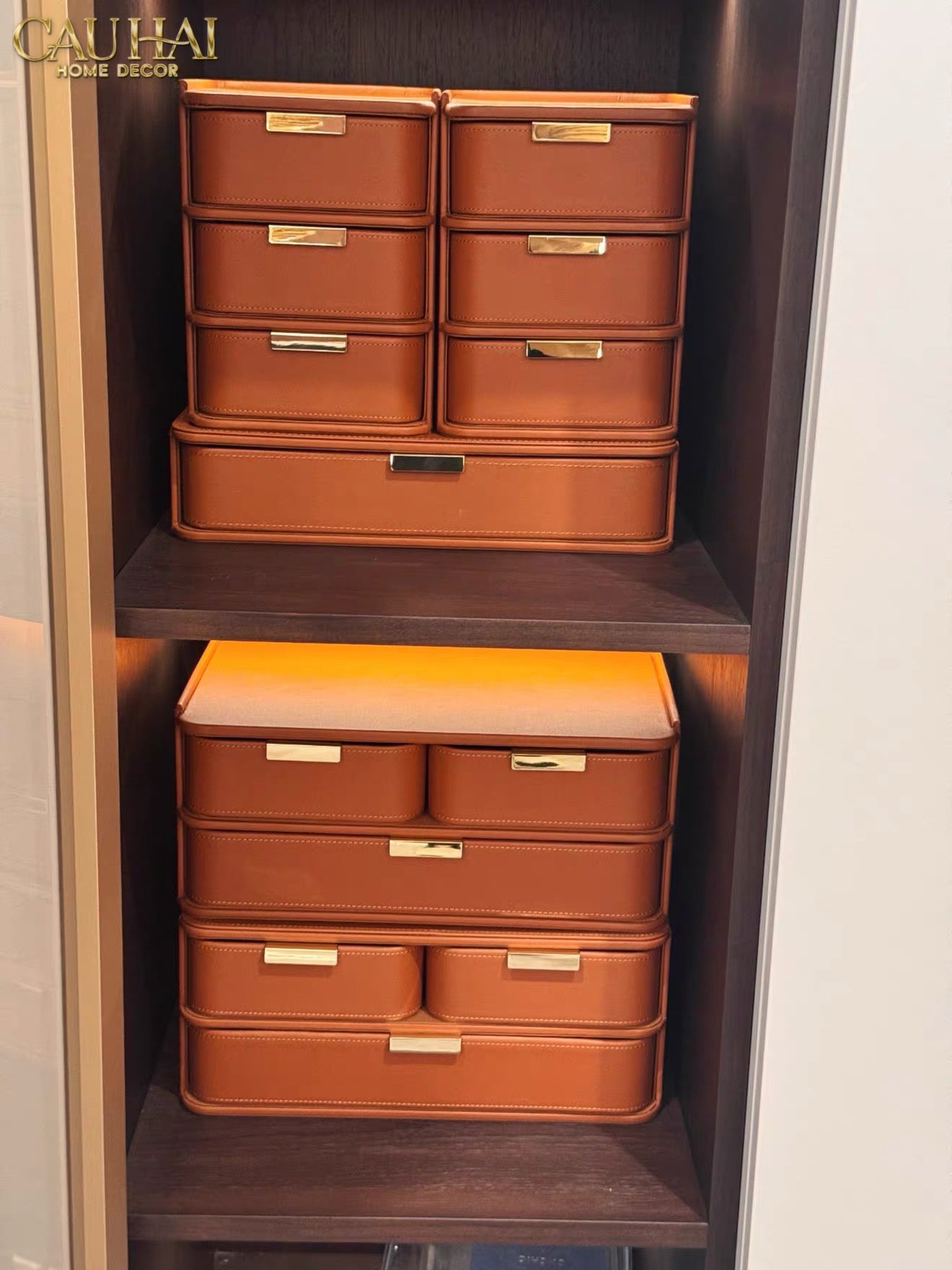 Set 2 Hộp Lưu Trữ Da Pu Alexander-CẬU HAI HOME DECOR