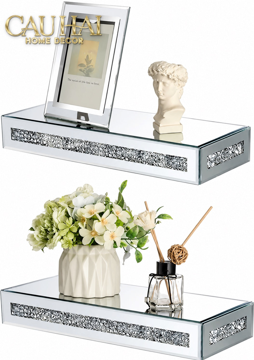 Set 2 Kệ Treo Tường Starlight Mirrored Crystal Shelf-Kệ Treo Tường-CẬU HAI HOME DECOR-CẬU HAI HOME DECOR