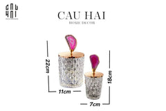 Set 2 Lọ Đá Mã Não - Quartz Pink-CẬU HAI HOME DECOR