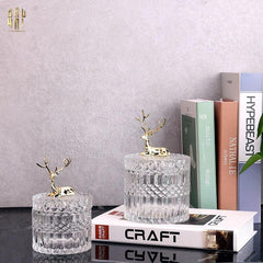 Set 2 Lọ Pha Lế Reindeer Crystal Jar-CẬU HAI HOME DECOR