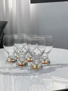 Set 2 Ly Bia Thuỷ Tinh Glacier Golden Diamond Cocktail Glasses 370Ml-CẬU HAI HOME DECOR