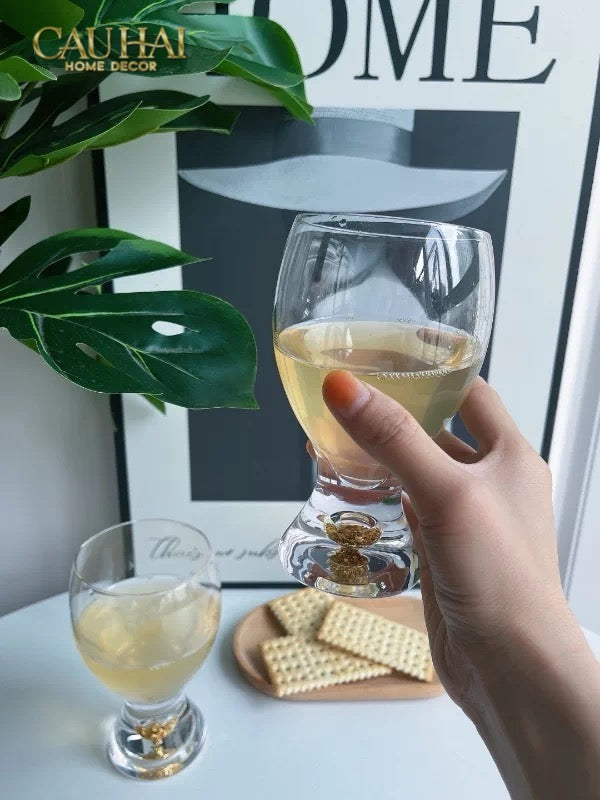 Set 2 Ly Bia Thuỷ Tinh Glacier Golden Diamond Cocktail Glasses 370Ml-CẬU HAI HOME DECOR