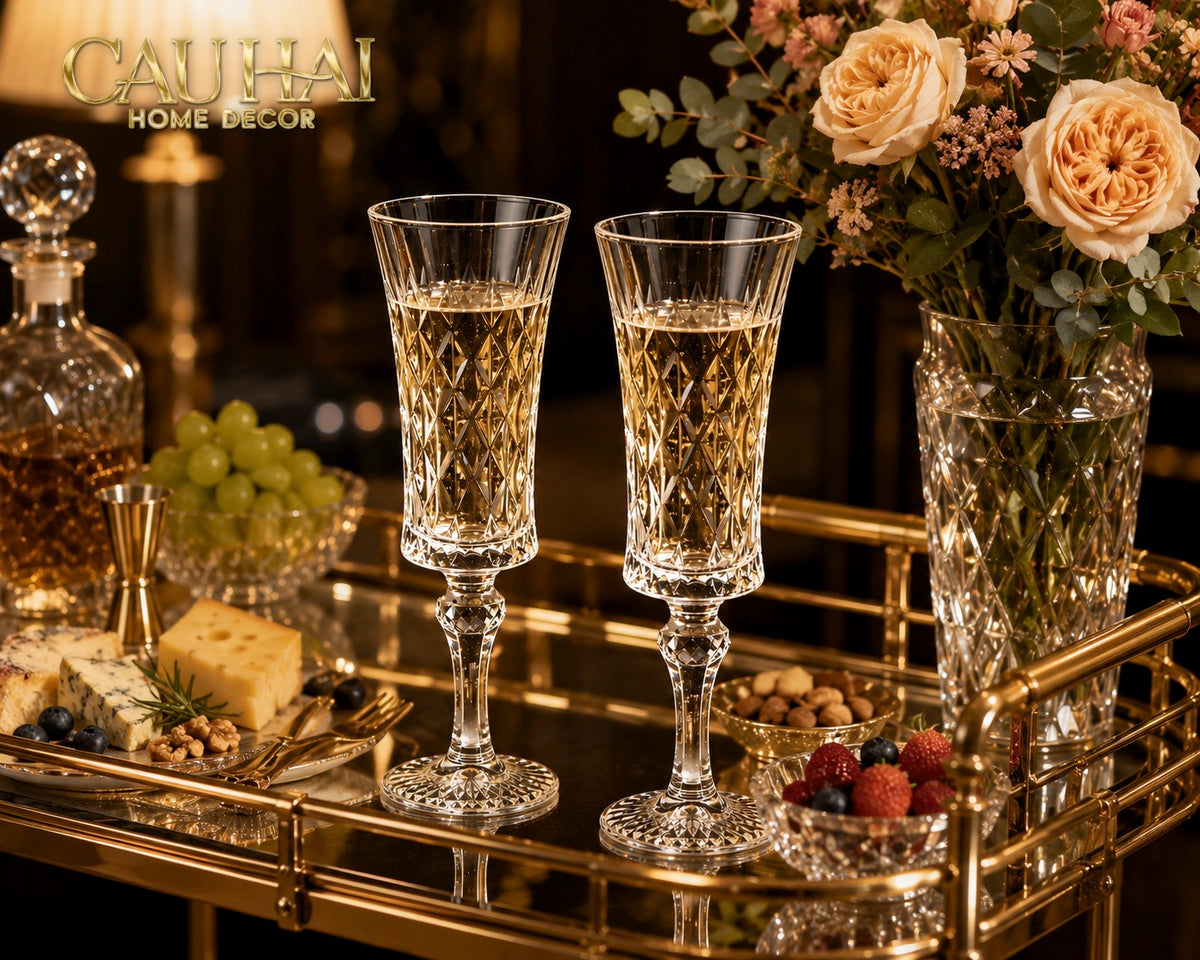 Set 2 Ly Champagne Cristalleries Faceted 120ml-CẬU HAI HOME DECOR-CẬU HAI HOME DECOR