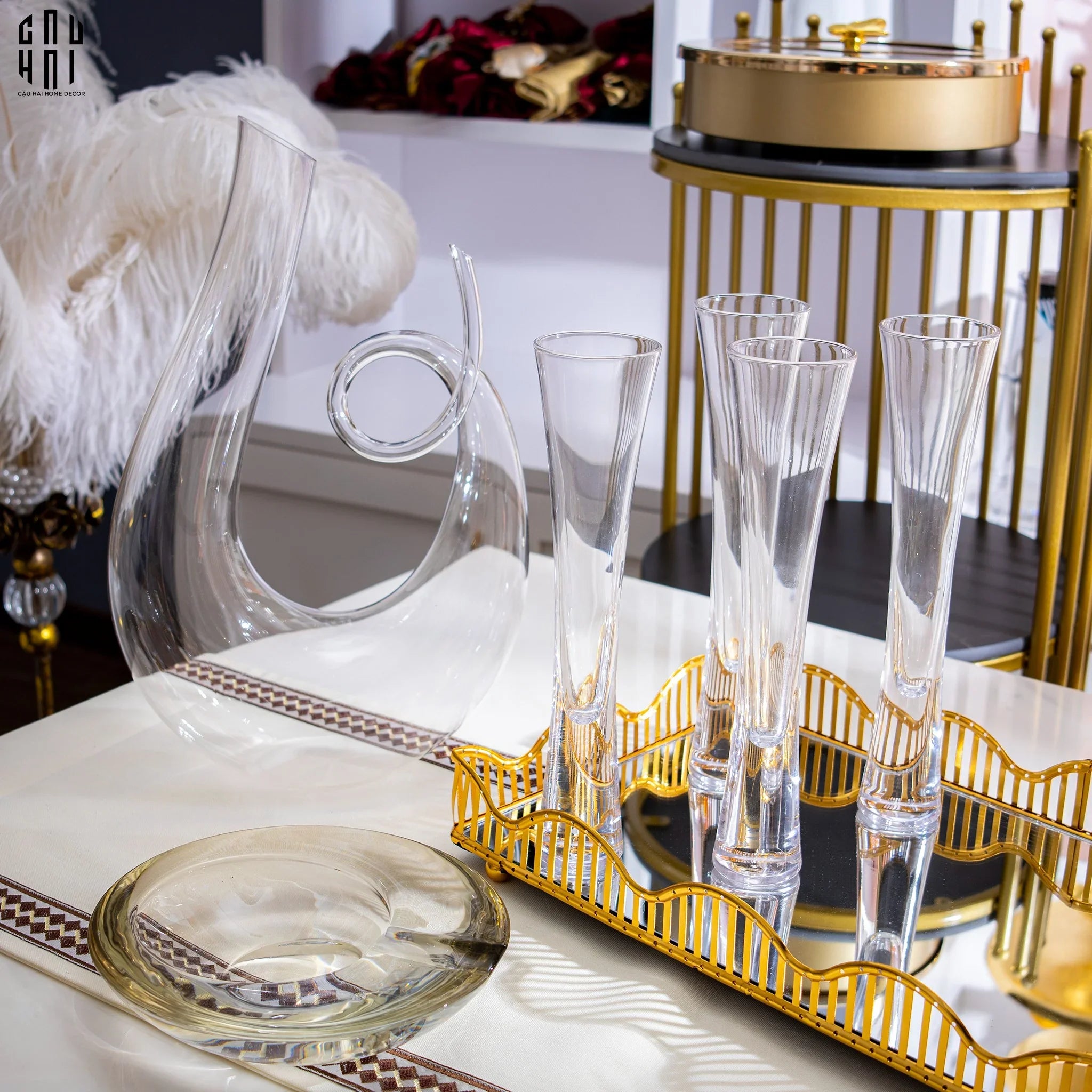 SET 2 LY CHAMPAGNE MINT SS22 - CẬU HAI HOME DECOR