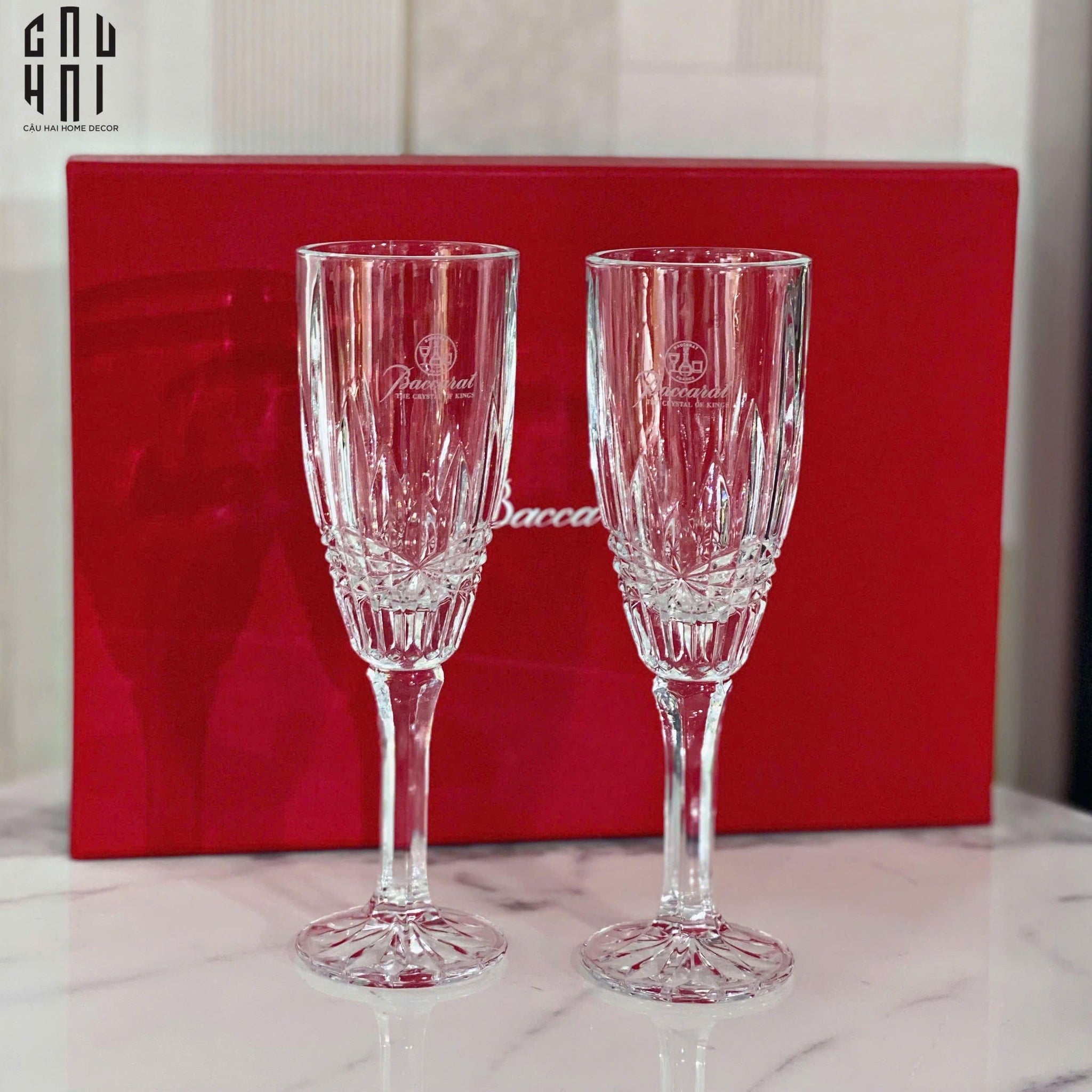 SET 2 LY CHAMPAGNE CRYSTAL BCR - FULL BOX SS25 - CẬU HAI HOME DECOR