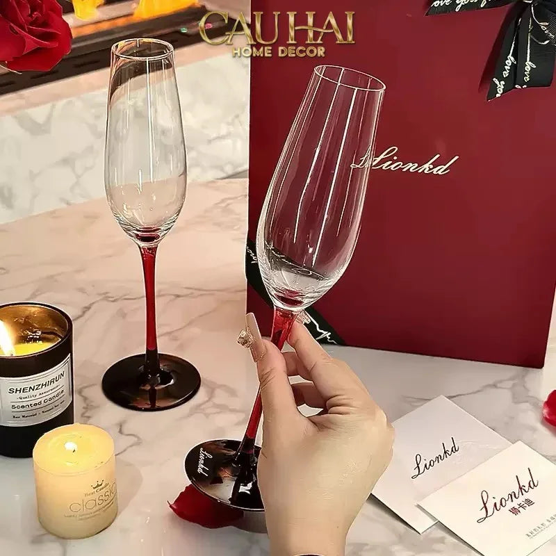 Set 2 Ly Champane Flute Sparkle Sparkling Glasses 240ml 4.2x26x7.1-CẬU HAI HOME DECOR