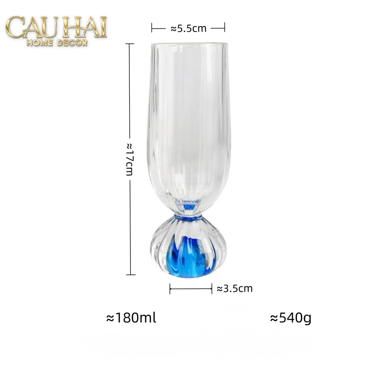 Set 2 Ly Cocktail Blue Sapphire Drop 180ml-LY THỦY TINH-CẬU HAI HOME DECOR-CẬU HAI HOME DECOR
