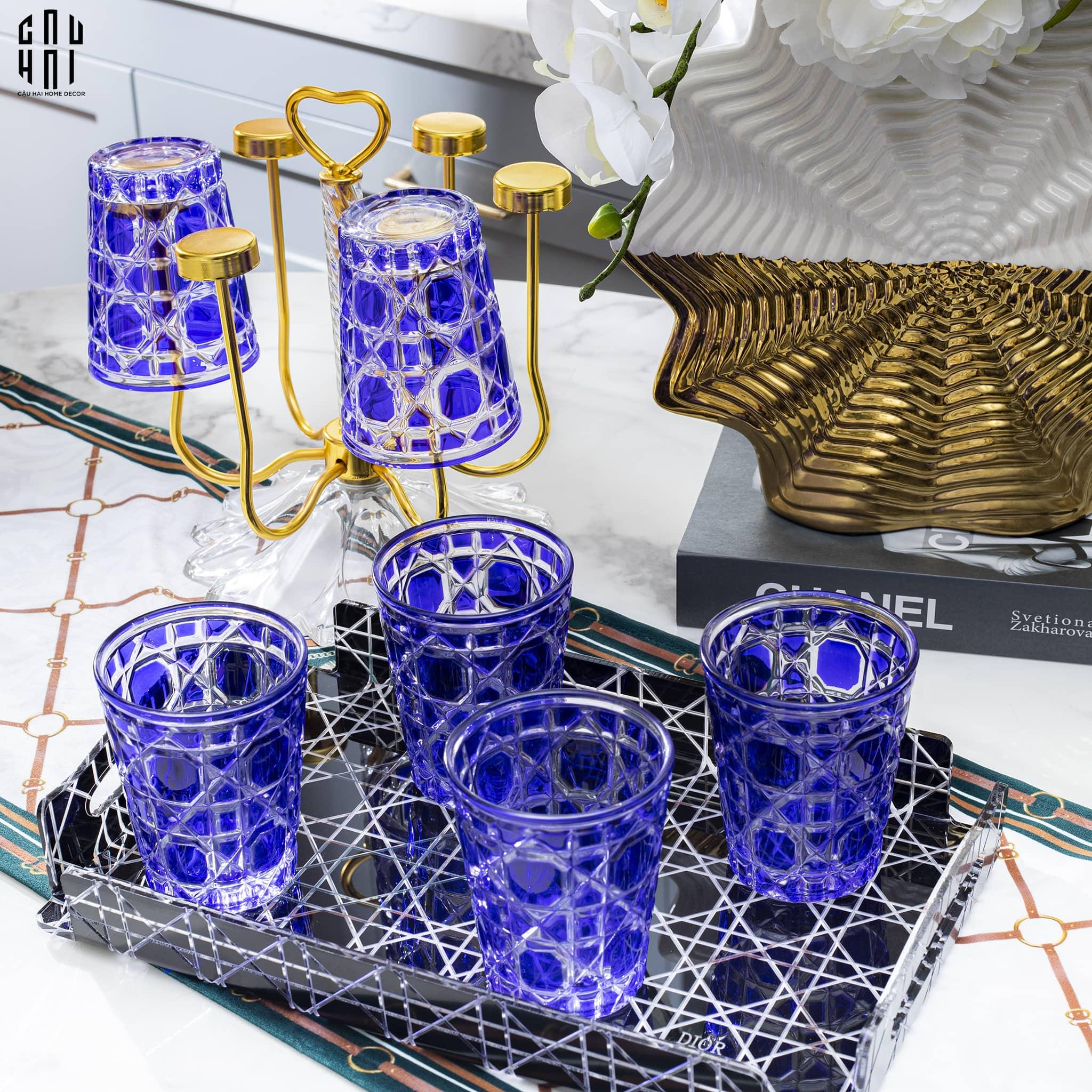 Set 2 Ly Cocktail Thuỷ Tinh D.O - Amethyst Cobalt 310Ml-CẬU HAI HOME DECOR