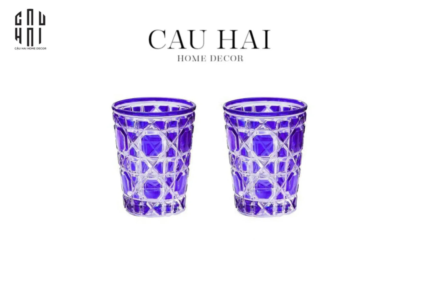 Set 2 Ly Cocktail Thuỷ Tinh D.O - Amethyst Cobalt 310Ml-CẬU HAI HOME DECOR