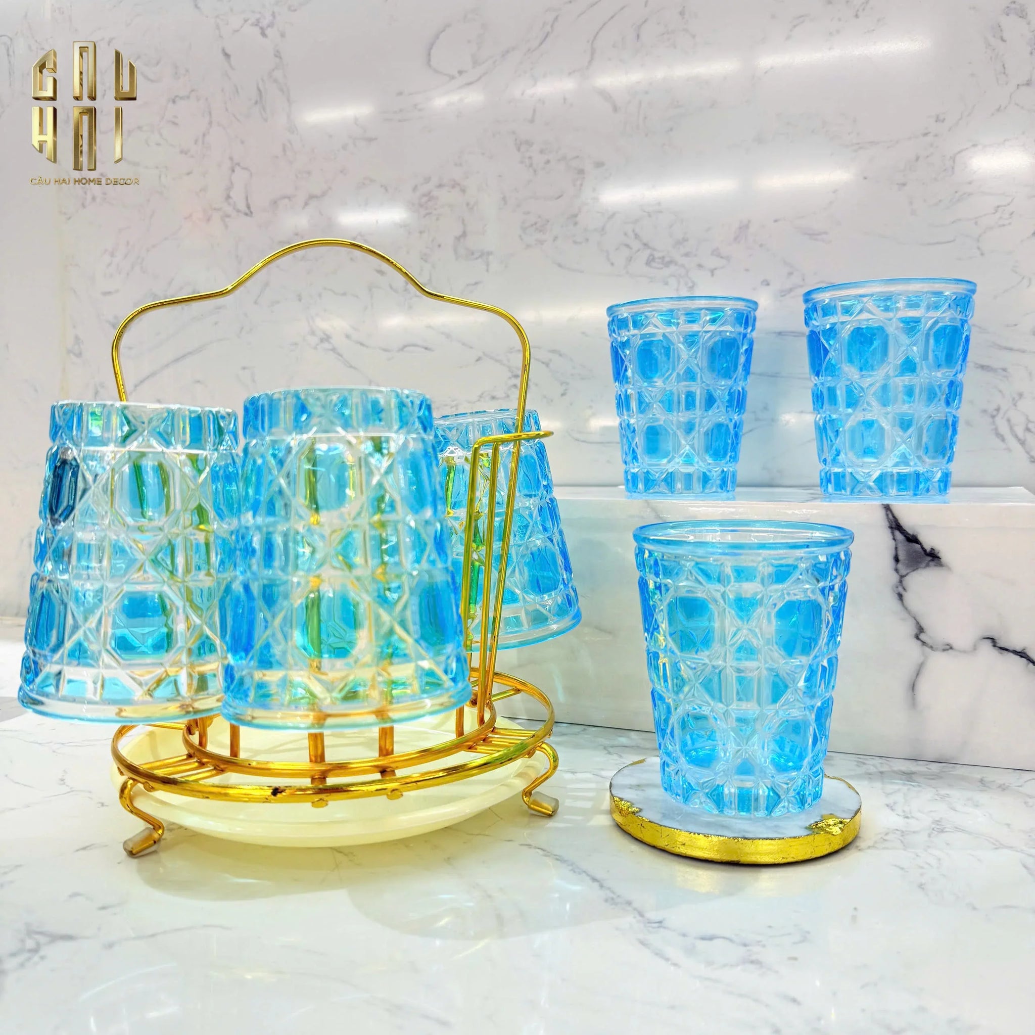 Set 2 Ly Cocktails Thuỷ Tinh D.O - Riviera Turquoise 270Ml Full Box 310Ml-CẬU HAI HOME DECOR