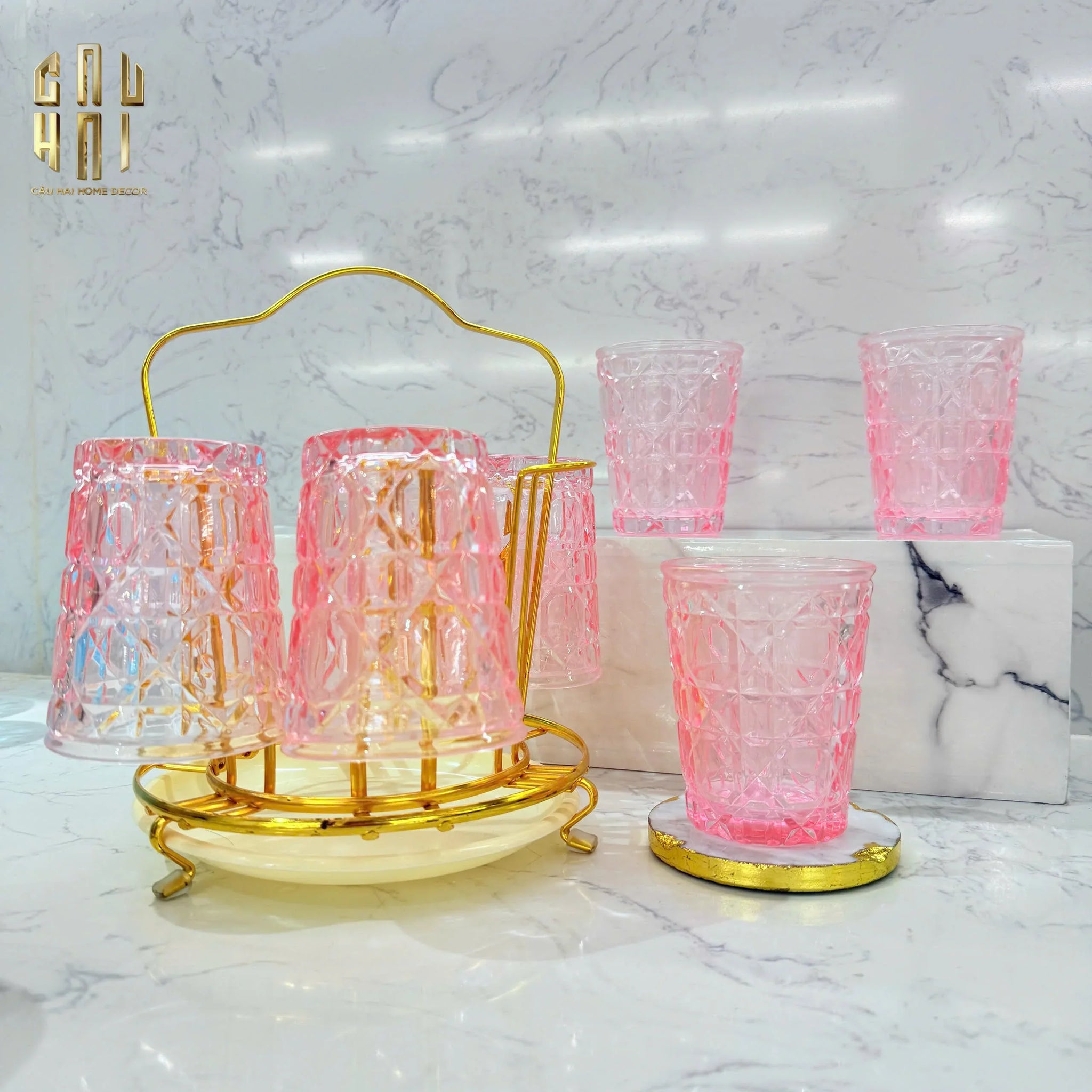 SET 2 LY THUỶ TINH D.O FULL BOX - QUARTZ ROSÉ 310ML - CẬU HAI HOME DECOR