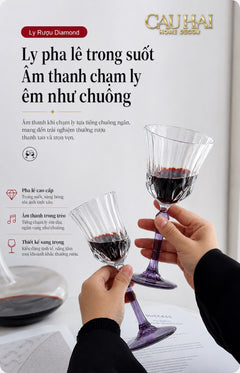 Set 2 Ly Vang Diamond Goblet Plum Crystal 200Ml-CẬU HAI HOME DECOR