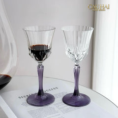 Set 2 Ly Vang Diamond Goblet Plum Crystal 200Ml-CẬU HAI HOME DECOR