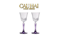 Set 2 Ly Vang Diamond Goblet Plum Crystal 200Ml-CẬU HAI HOME DECOR
