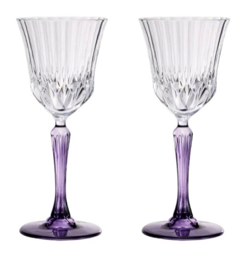 Set 2 Ly Vang Diamond Goblet Plum Crystal 200Ml-LY THỦY TINH-CẬU HAI HOME DECOR-CẬU HAI HOME DECOR