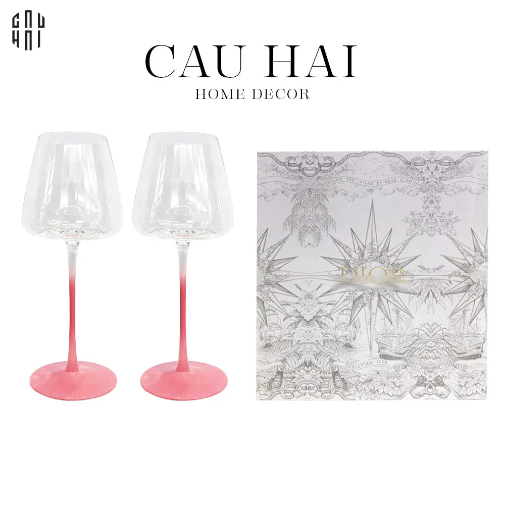 HAUTE FOLIE - SET 2 LY VANG RED WINE CRYSTAL - LOVELY D.O FULL BOX - CẬU HAI HOME DECOR