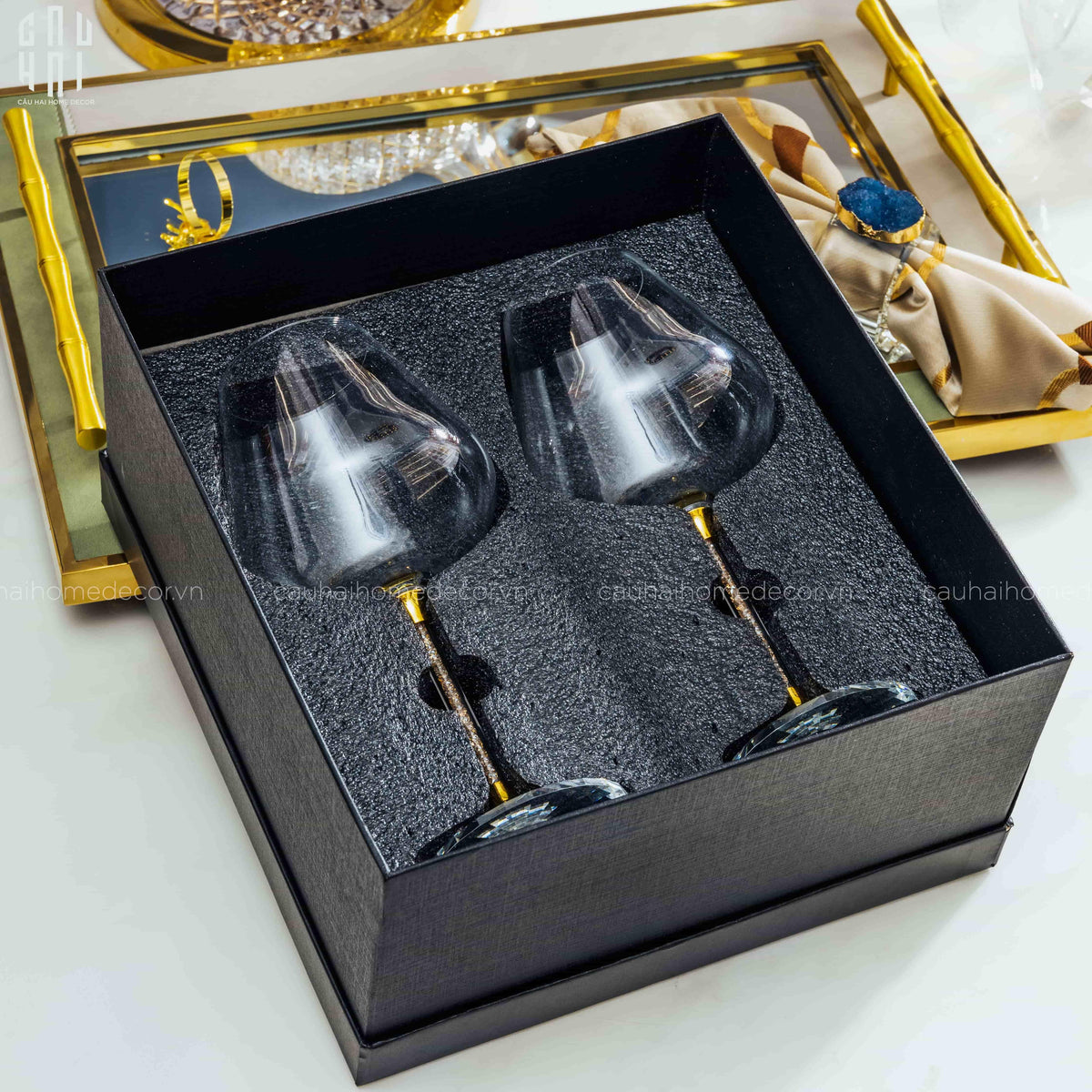 Set 2 Ly Vang Standford - Full Box-LY THỦY TINH-Đối tác tại Trung Quốc theo từng đơn đặt hàng-CẬU HAI HOME DECOR
