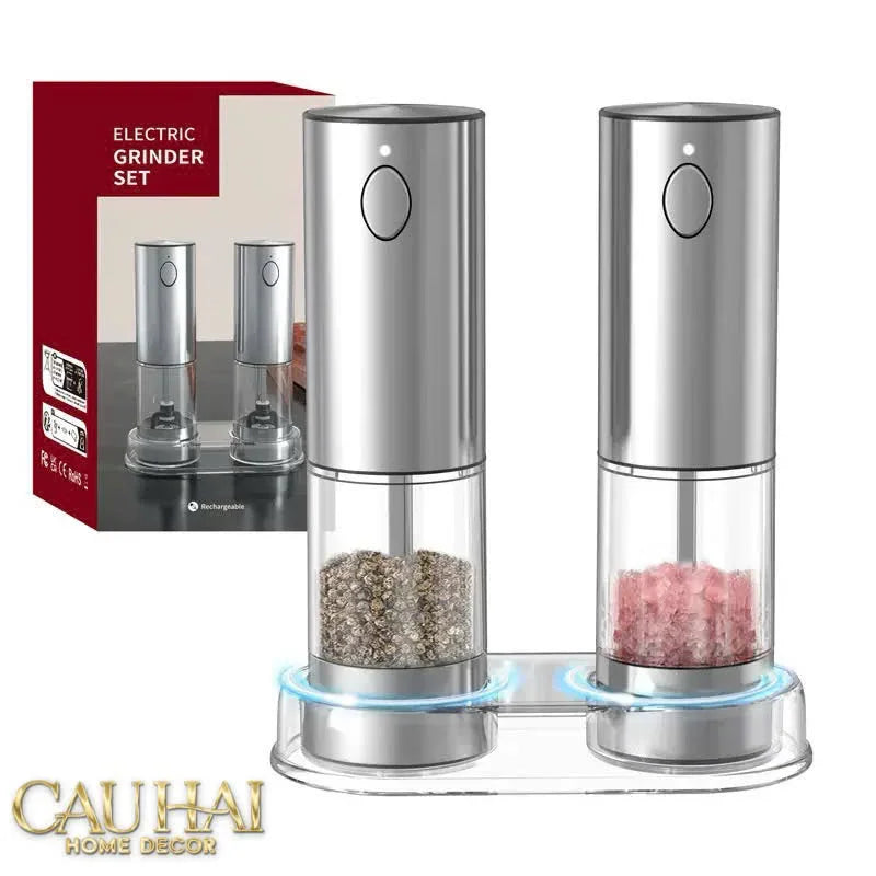 Set 2 Máy Xay Điện Electric Pepper & Salt Grinder Set-CẬU HAI HOME DECOR