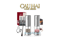Set 2 Máy Xay Điện Electric Pepper & Salt Grinder Set-CẬU HAI HOME DECOR