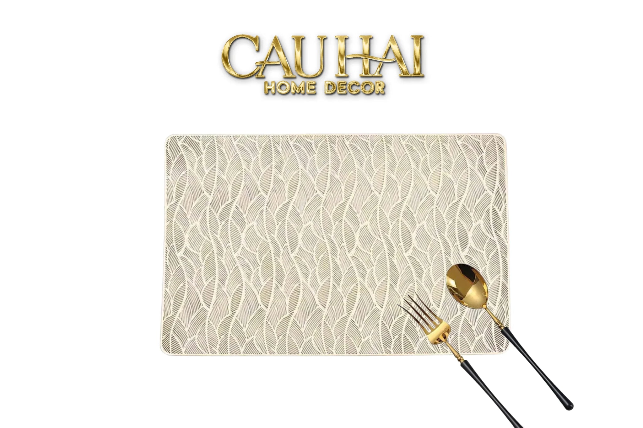 Set 2 Tấm Lót Bàn Ăn - Placemat Elegant Leaf Flow-CẬU HAI HOME DECOR