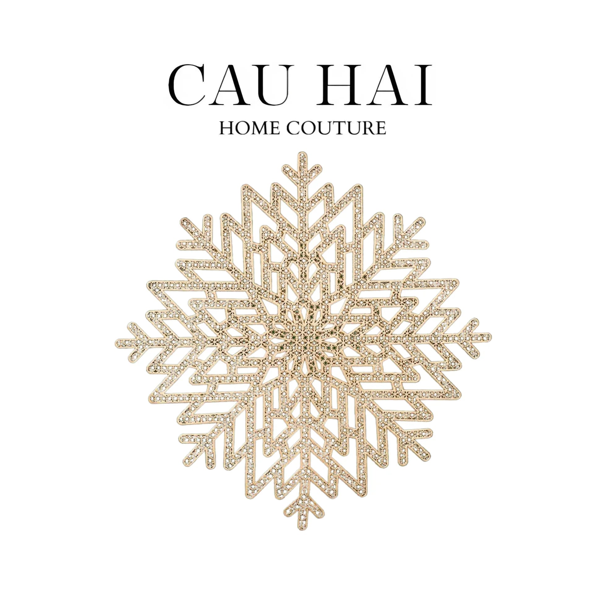 FÊTES COUTURE - SET 2 TẤM LÓT BÀN ĂN - PLACEMAT GOLDEN SNOWFLAKE - CẬU HAI HOME DECOR