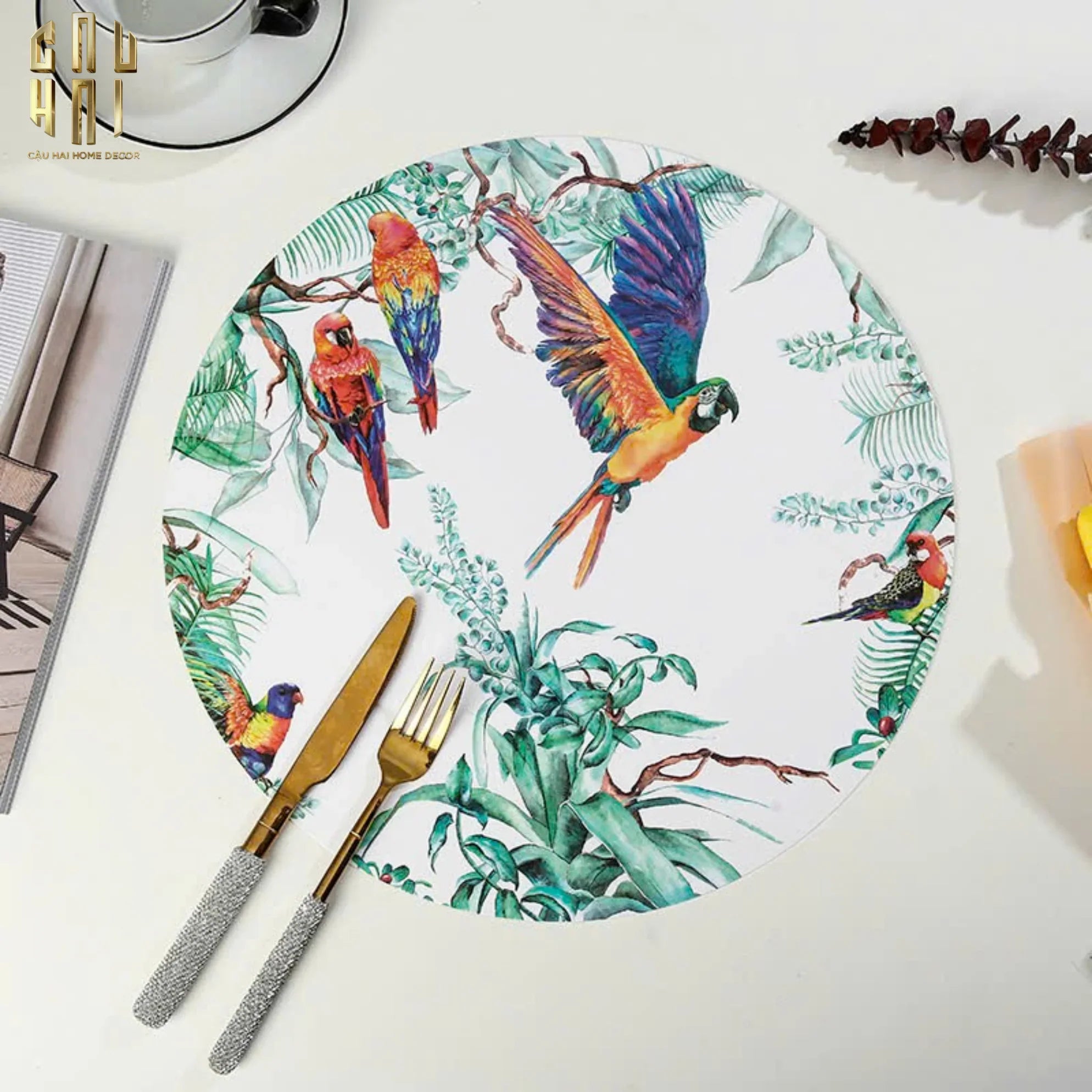 SET 2 TẤM LÓT BÀN ĂN - PLACEMAT JUNGLE PARROT - CẬU HAI HOME DECOR
