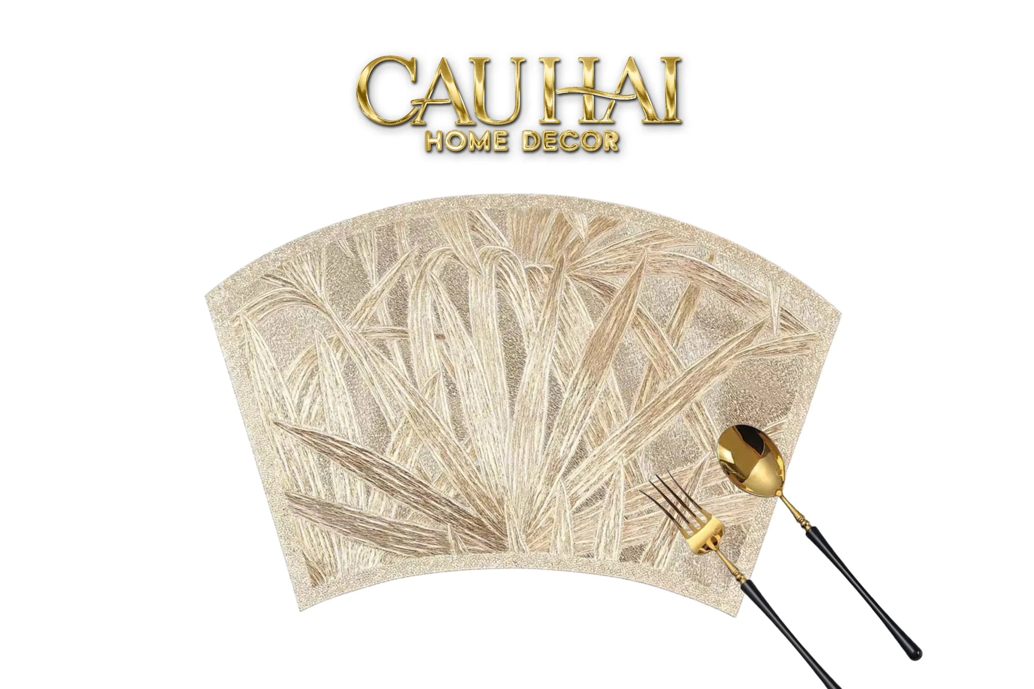 Set 2 Tấm Lót Bàn Ăn - Placemat Palace Leaf Fan-CẬU HAI HOME DECOR