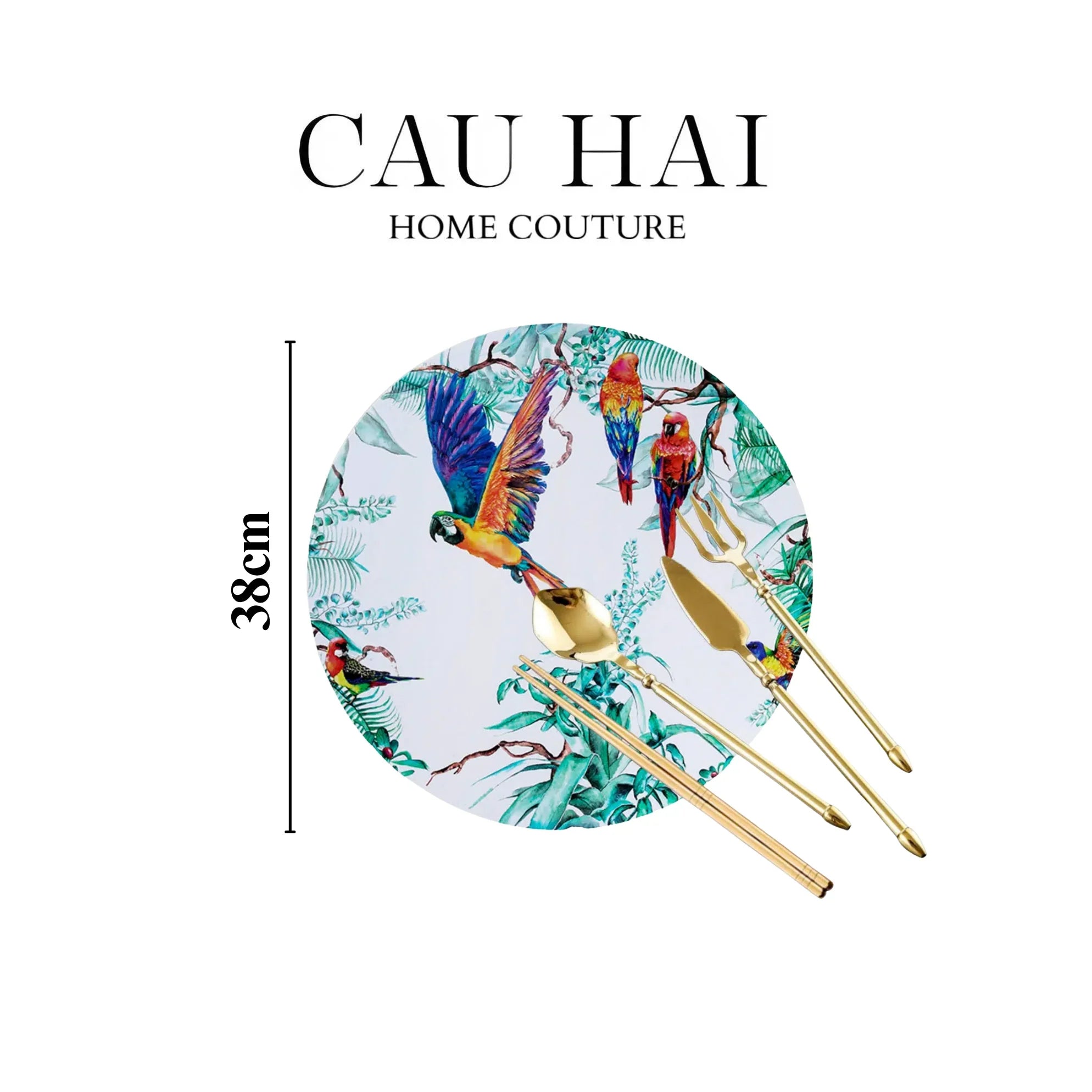 Set 2 Tấm Lót Microfiber - Placemat Jungle Parrot - CẬU HAI HOME DECOR