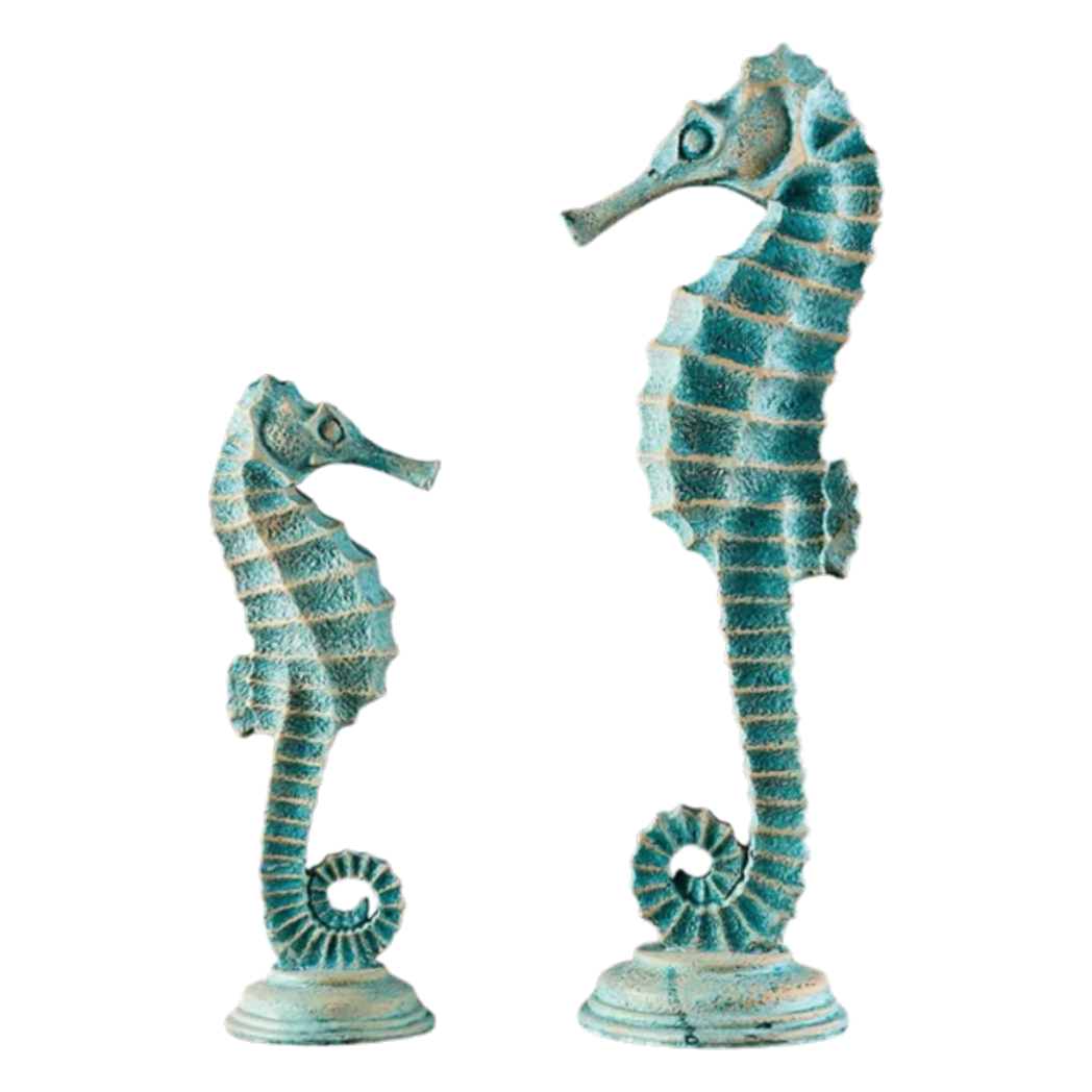 Set 2 Tượng Cá Ngựa Atlantique Verdigris 10*30/13*45-TƯỢNG TRANG TRÍ-CẬU HAI HOME DECOR-CẬU HAI HOME DECOR