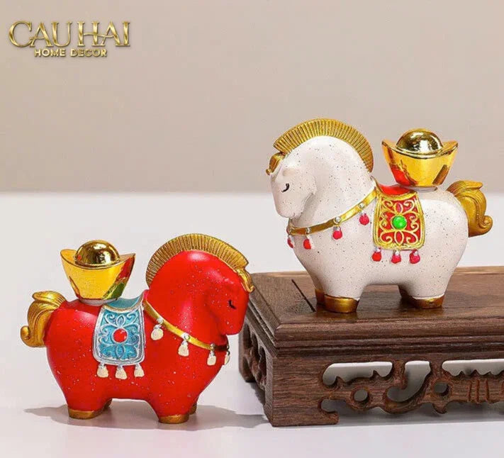 Set 2 Tượng Chu Mã Cát Tường Gift Box-CẬU HAI HOME DECOR
