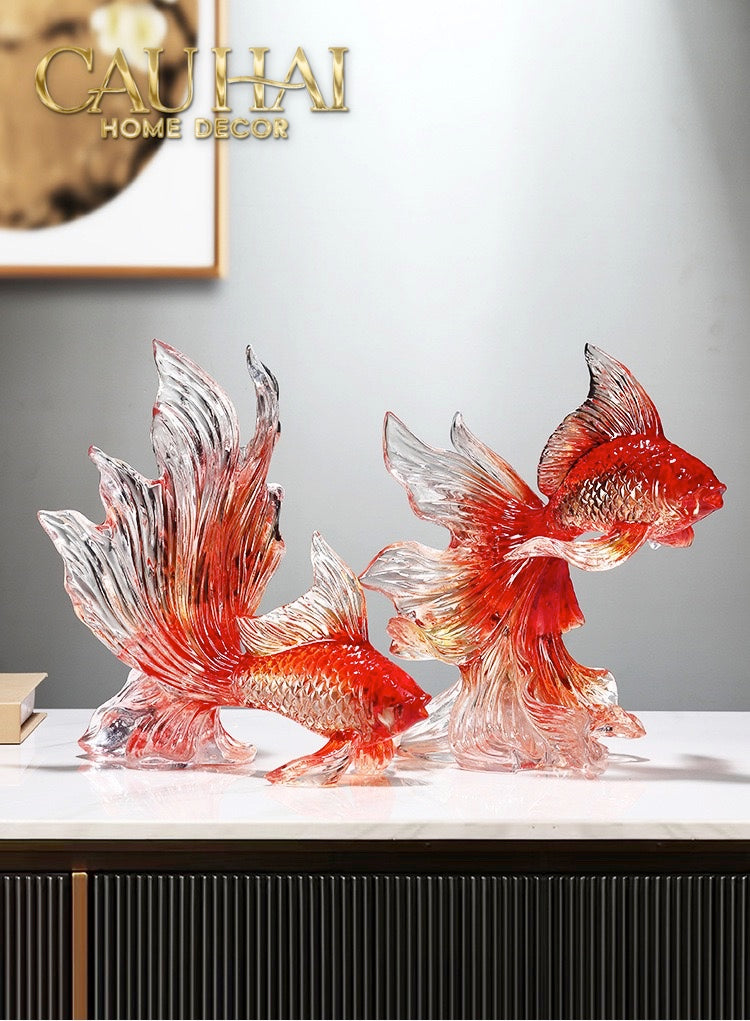 Set 2 Tượng Resin Song Ngư Vượng Phát – Fortune Koi Duo-TƯỢNG TRANG TRÍ-CẬU HAI HOME DECOR-CẬU HAI HOME DECOR