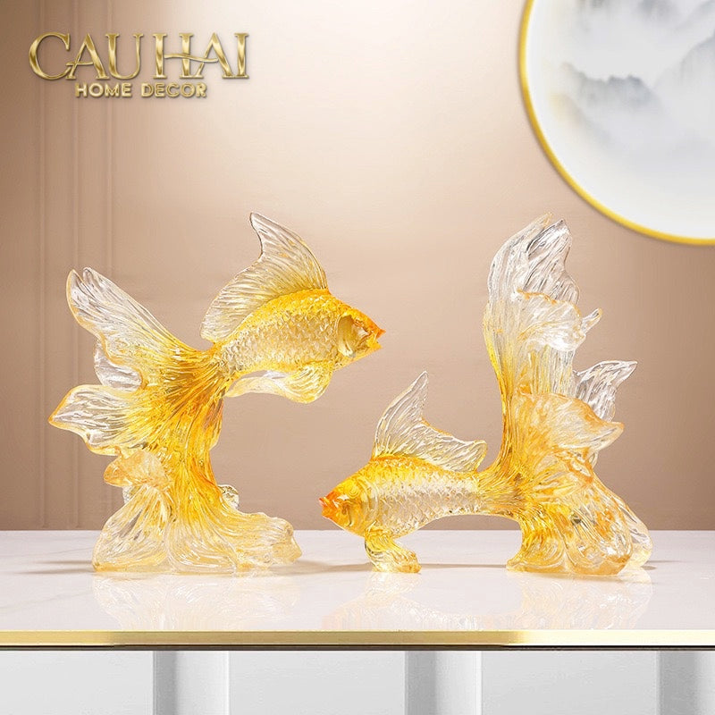 Set 2 Tượng Resin Song Ngư Vượng Phát – Fortune Koi Duo-TƯỢNG TRANG TRÍ-CẬU HAI HOME DECOR-CẬU HAI HOME DECOR