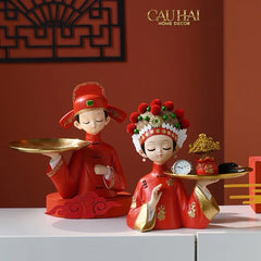 Set 2 Tượng "Tân Lang Tân Nương - Figurine Dynasty Imperial Wedding-CẬU HAI HOME DECOR
