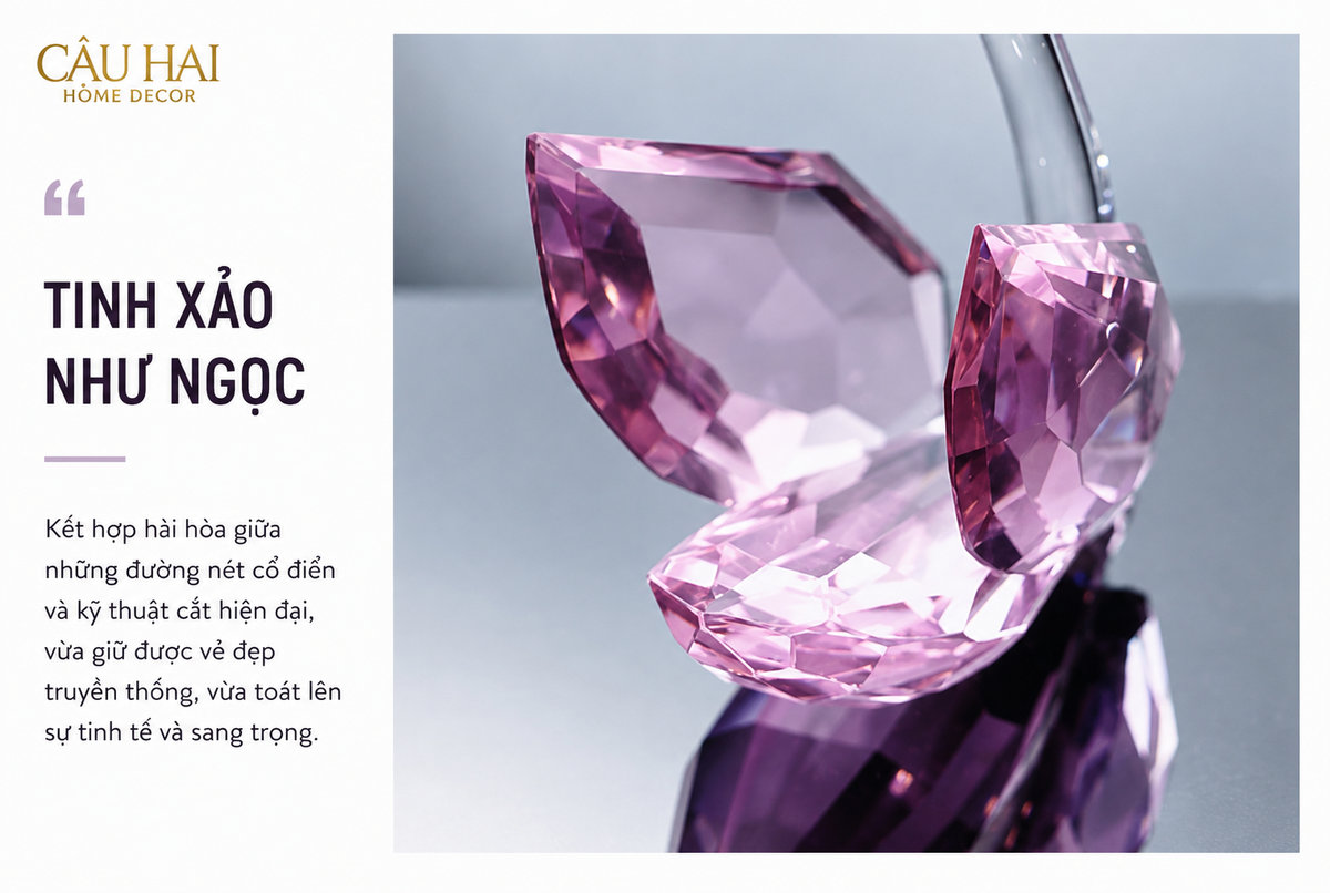 Set 2 Tượng Thiên Nga Pha Lê Trang Trí Crystal Swan Étreinte Rosé 2pcs-Tượng Pha Lê-CẬU HAI HOME DECOR-CẬU HAI HOME DECOR