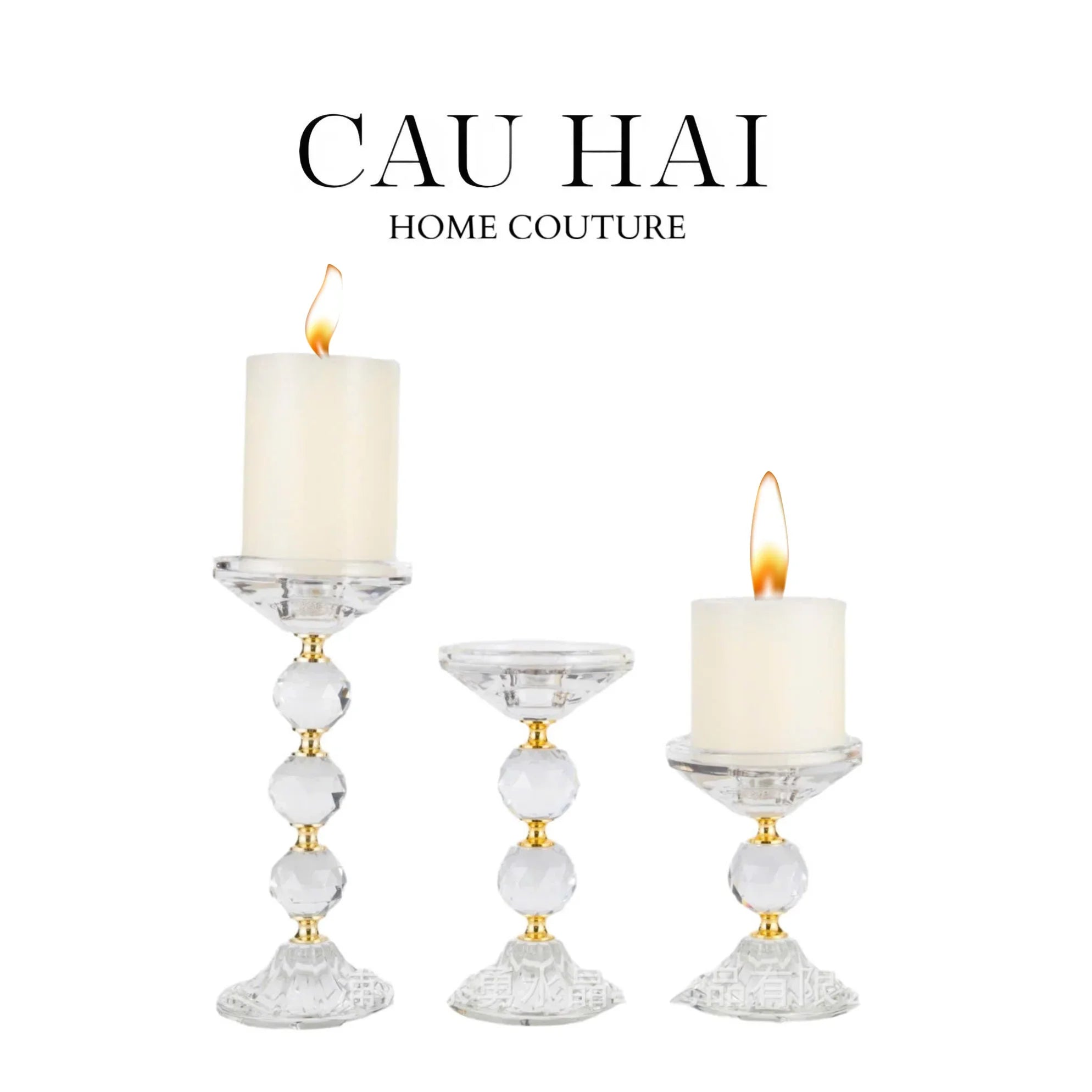 SET 3 ĐẾ NẾN CRYSTAL CROWN TRIO - CẬU HAI HOME DECOR