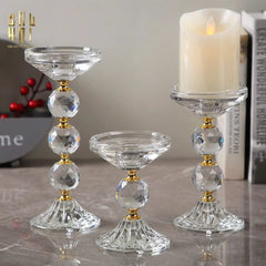 Set 3 Đế Nến Crystal Crown Triptyque Candle Holders-CẬU HAI HOME DECOR