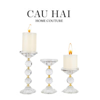 Set 3 Đế Nến Crystal Crown Triptyque Candle Holders-CẬU HAI HOME DECOR