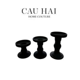 SET 3 ĐẾ NẾN THUỶ TINH ĐEN LACQUERED CRYSTAL - CẬU HAI HOME DECOR