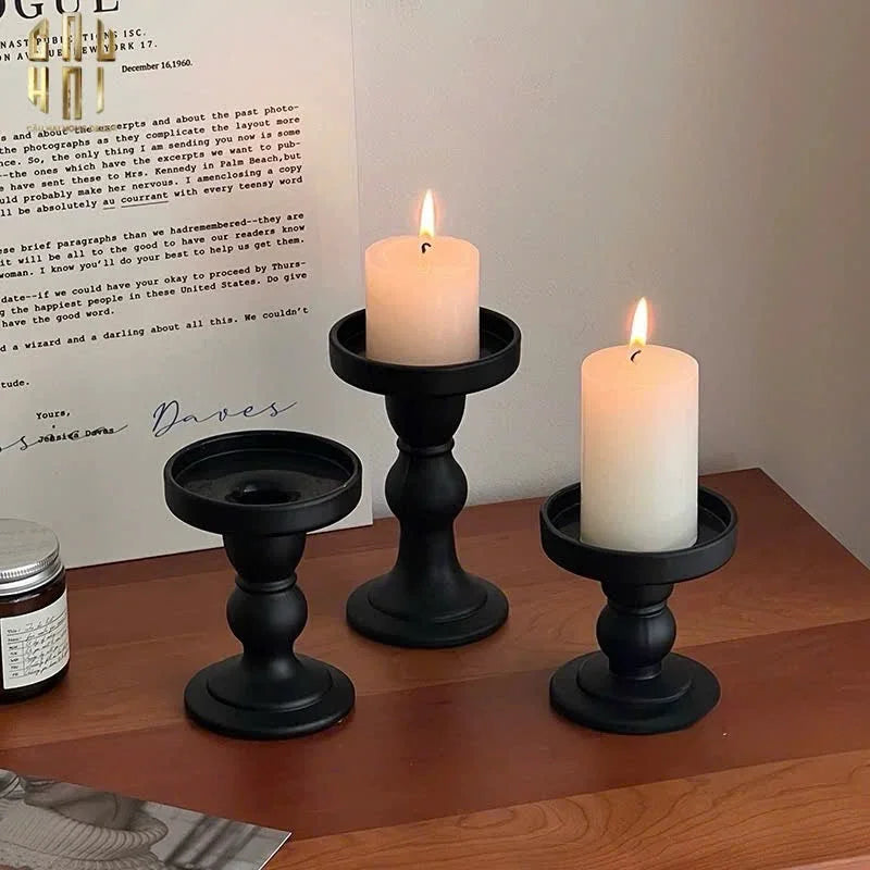 SET 3 ĐẾ NẾN THUỶ TINH ĐEN LACQUERED CRYSTAL - CẬU HAI HOME DECOR